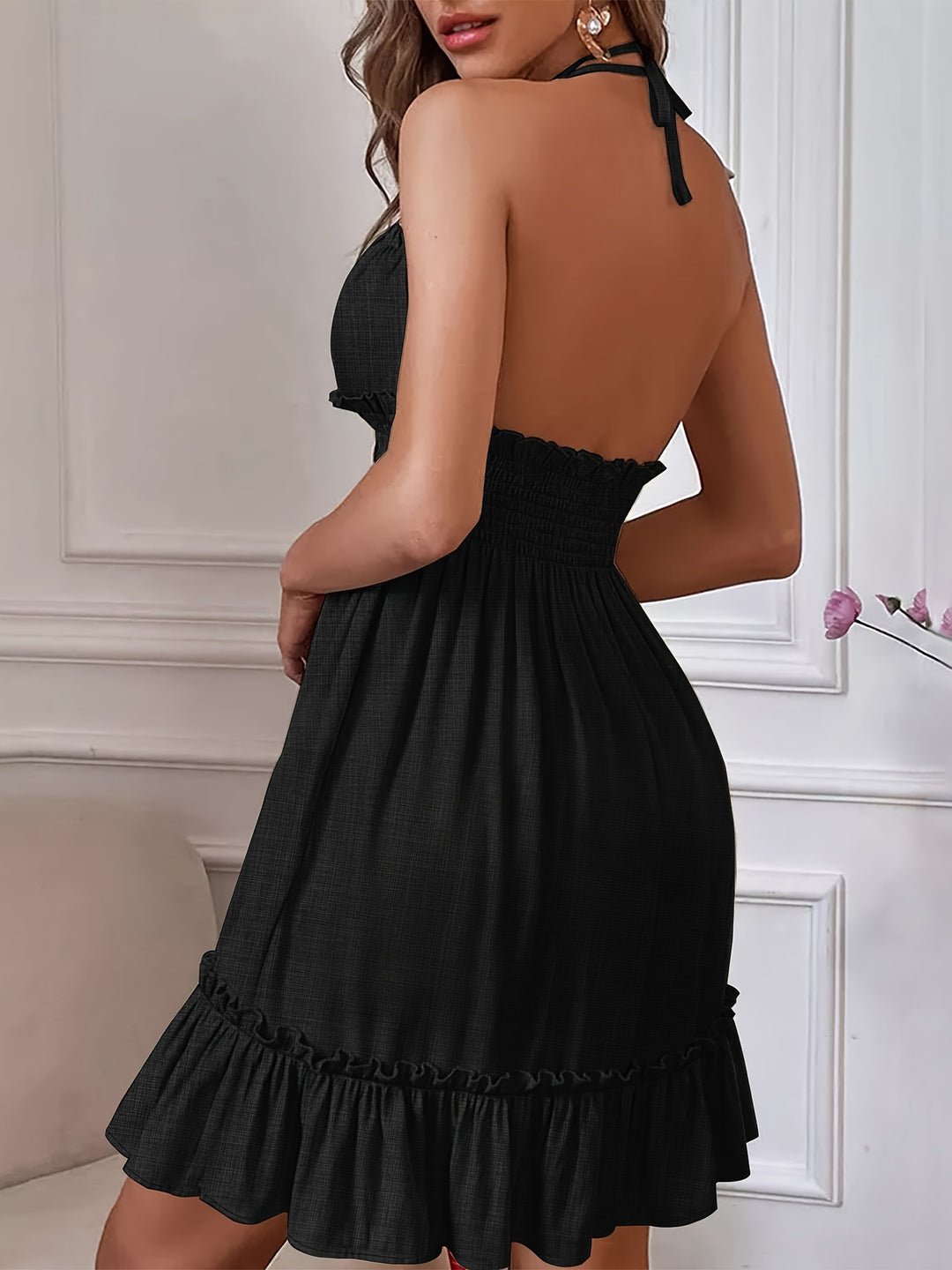 Party Wear Halter Neck Dress Backless