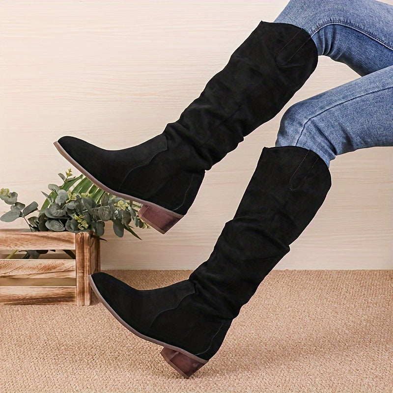 Long V-neck boots for women