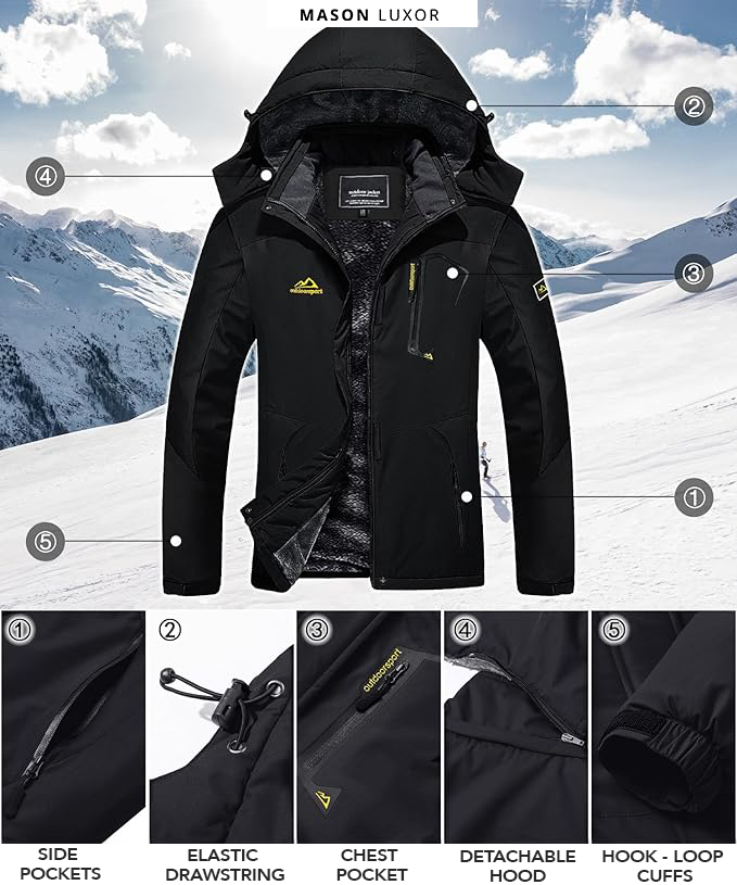 Warm waterproof winter jacket for men