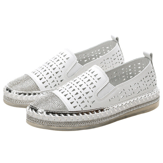 Flache Espadrilles mit kristallbesetzter Sohle