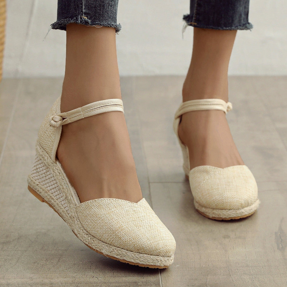 Enkelband Espadrille Wedges aus Segeltuch