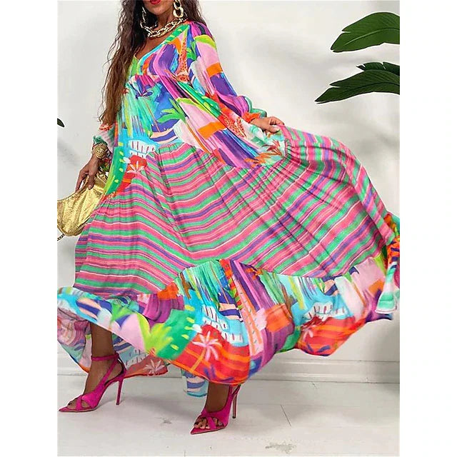 Puff Loose Swing Maxi Beach Dress