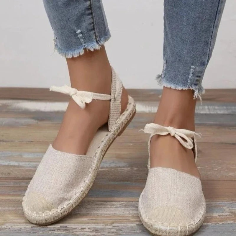 Espadrilles aus Segeltuch mit Knöchelriemen für Frauen