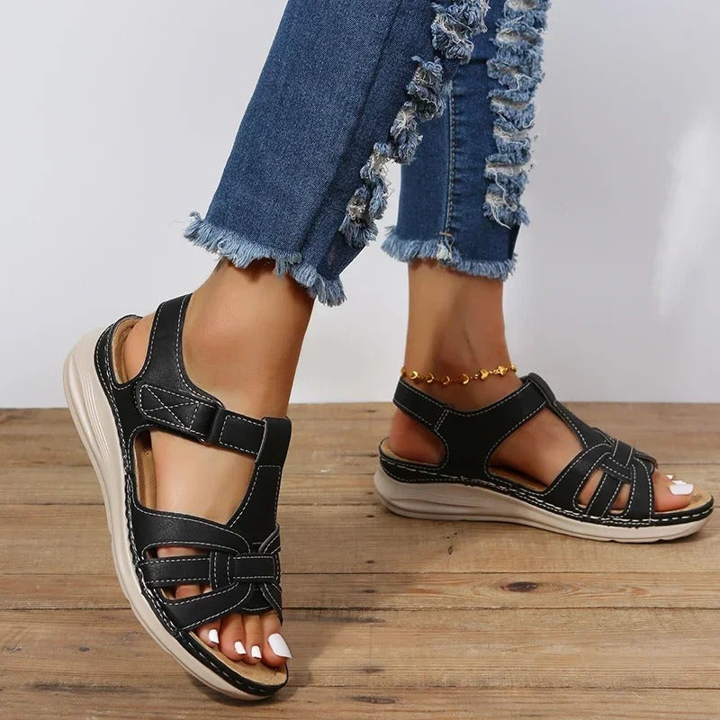 Orthopedic leather sandals for women