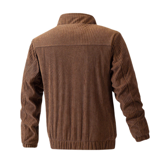 Men's corduroy jacket with stand-up collar and pocket