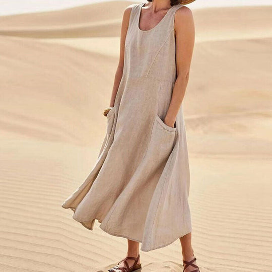 cotton-linen maxi dress