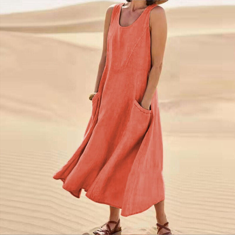 cotton-linen maxi dress