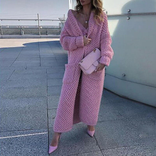 Solid long cardigan for winter