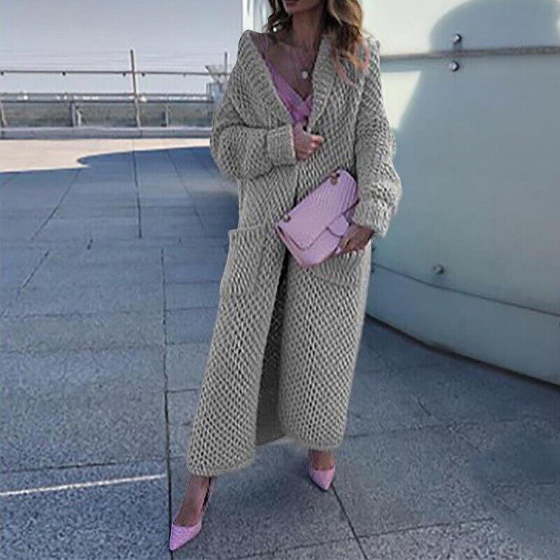 Solid long cardigan for winter