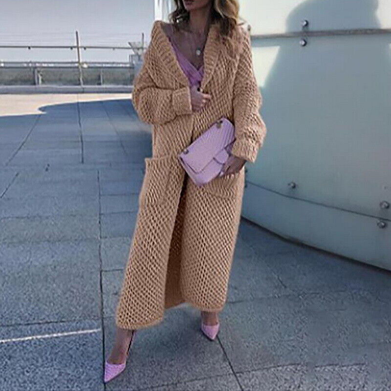 Solid long cardigan for winter