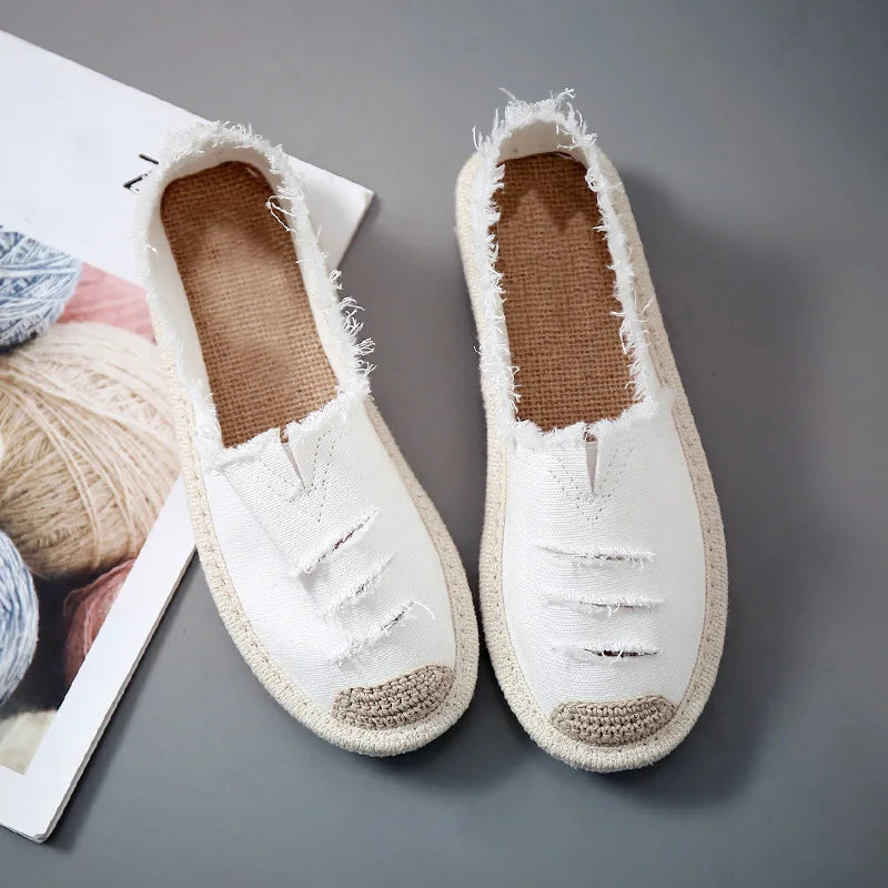 Espadrilles aus zerrissenem Canvas