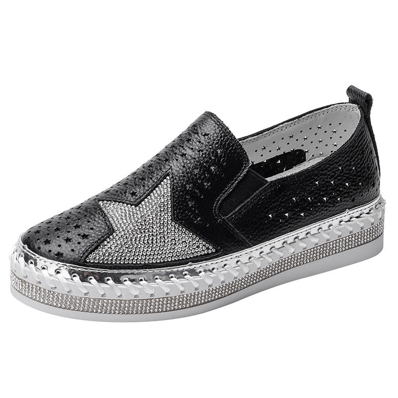 Flache Espadrilles mit kristallbesetzter Sohle