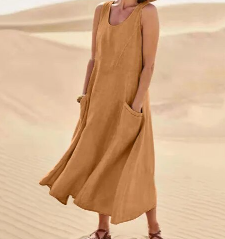 cotton-linen maxi dress