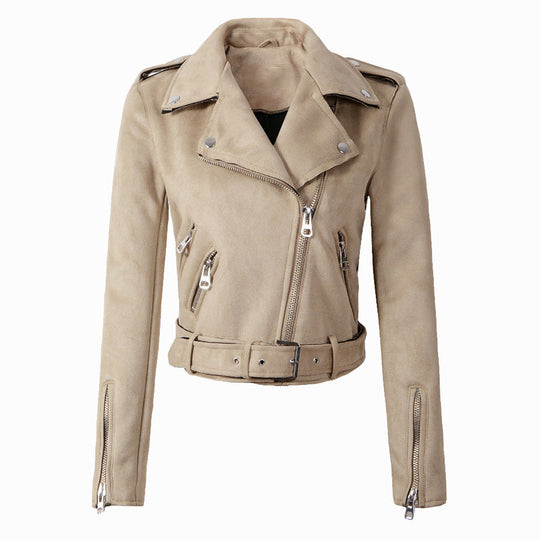 Cropped women's faux leather jacket