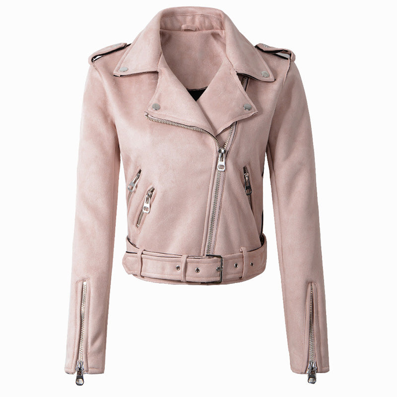 Cropped women's faux leather jacket