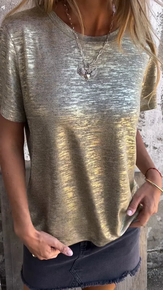 Women's sequin crew neck T-shirt