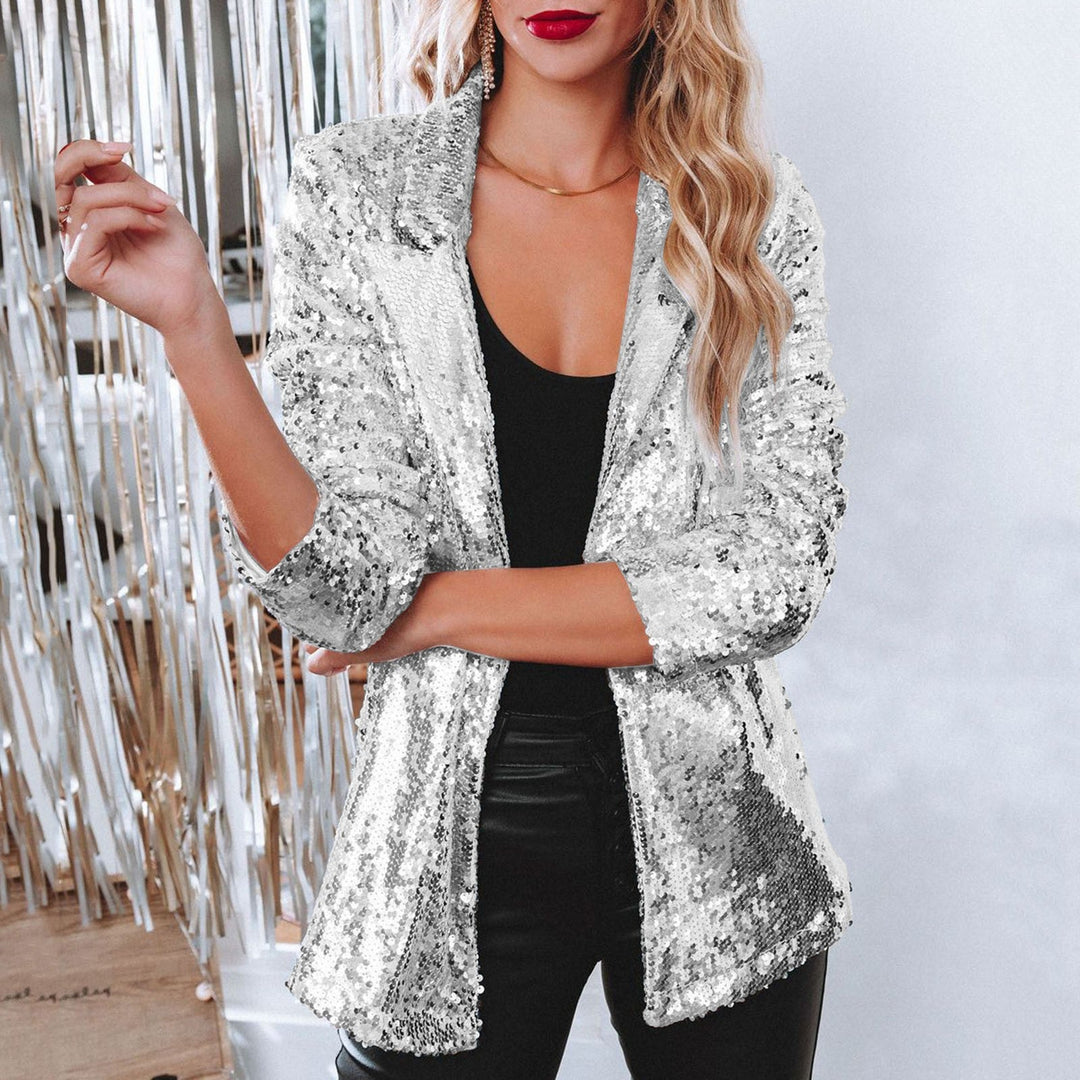 Fashionable two-tone sequin blazer for women