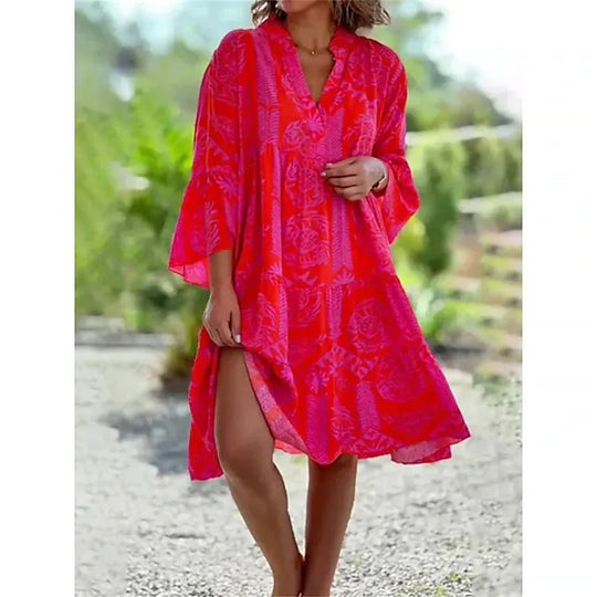 Floral midi dress with half sleeves