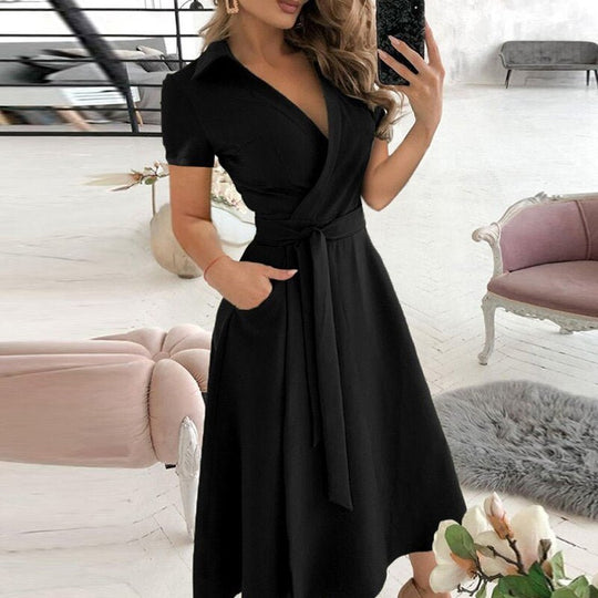 Elegant linen shoulder dress